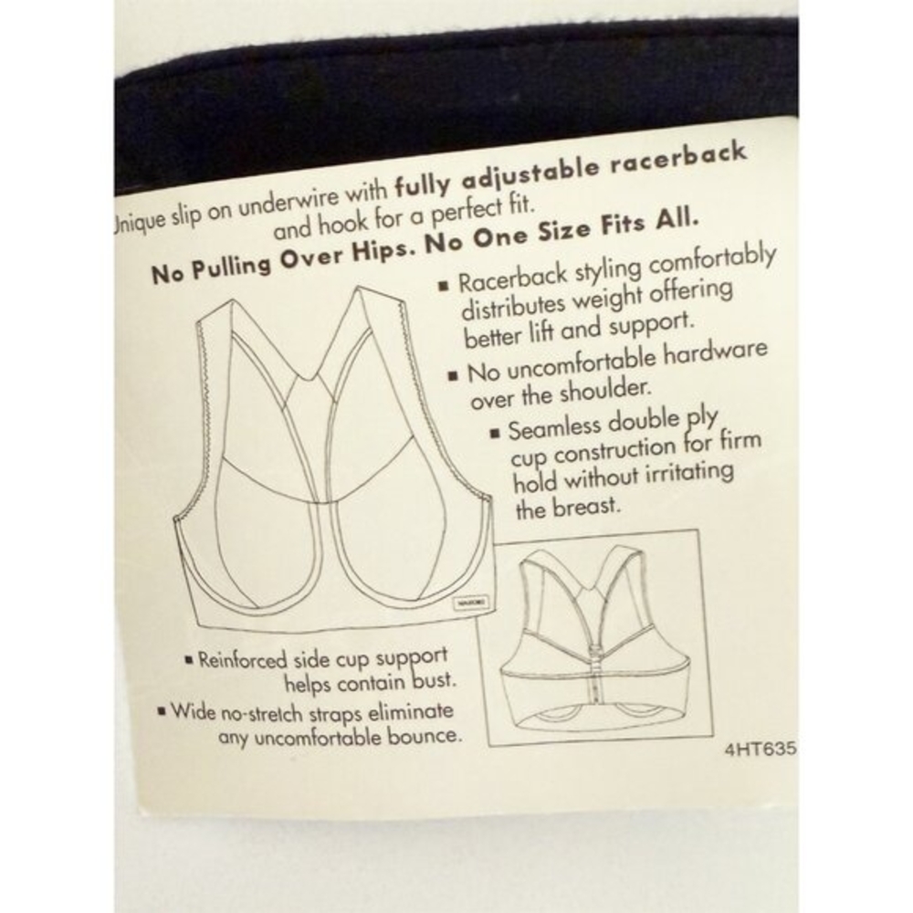 Natori NWOT Black Stretch Cotton Sports Bra Racerback, Max Support 34DD 34E - Picture 5 of 6